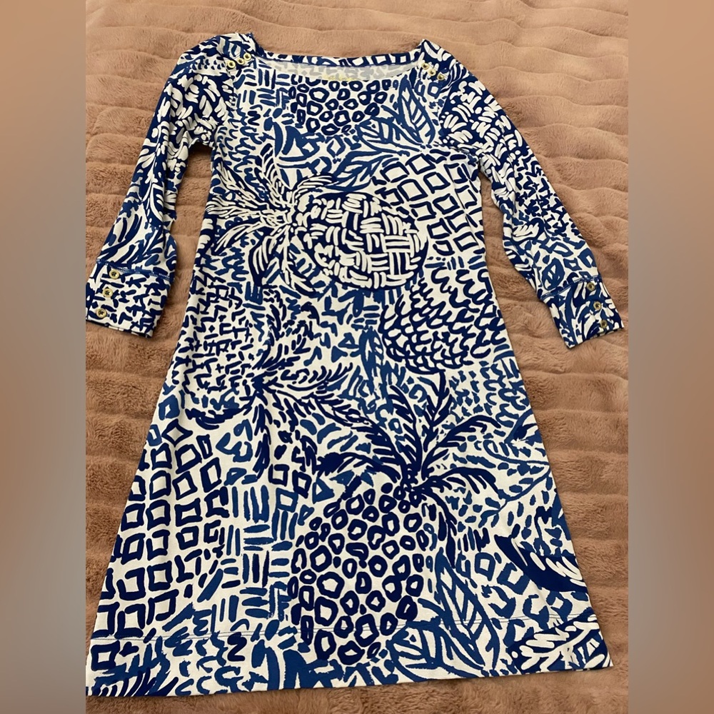 Lilly Pulitzer long sleeve blue print dress